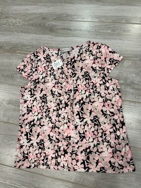 Kasper Floral Short Sleeve Top size L